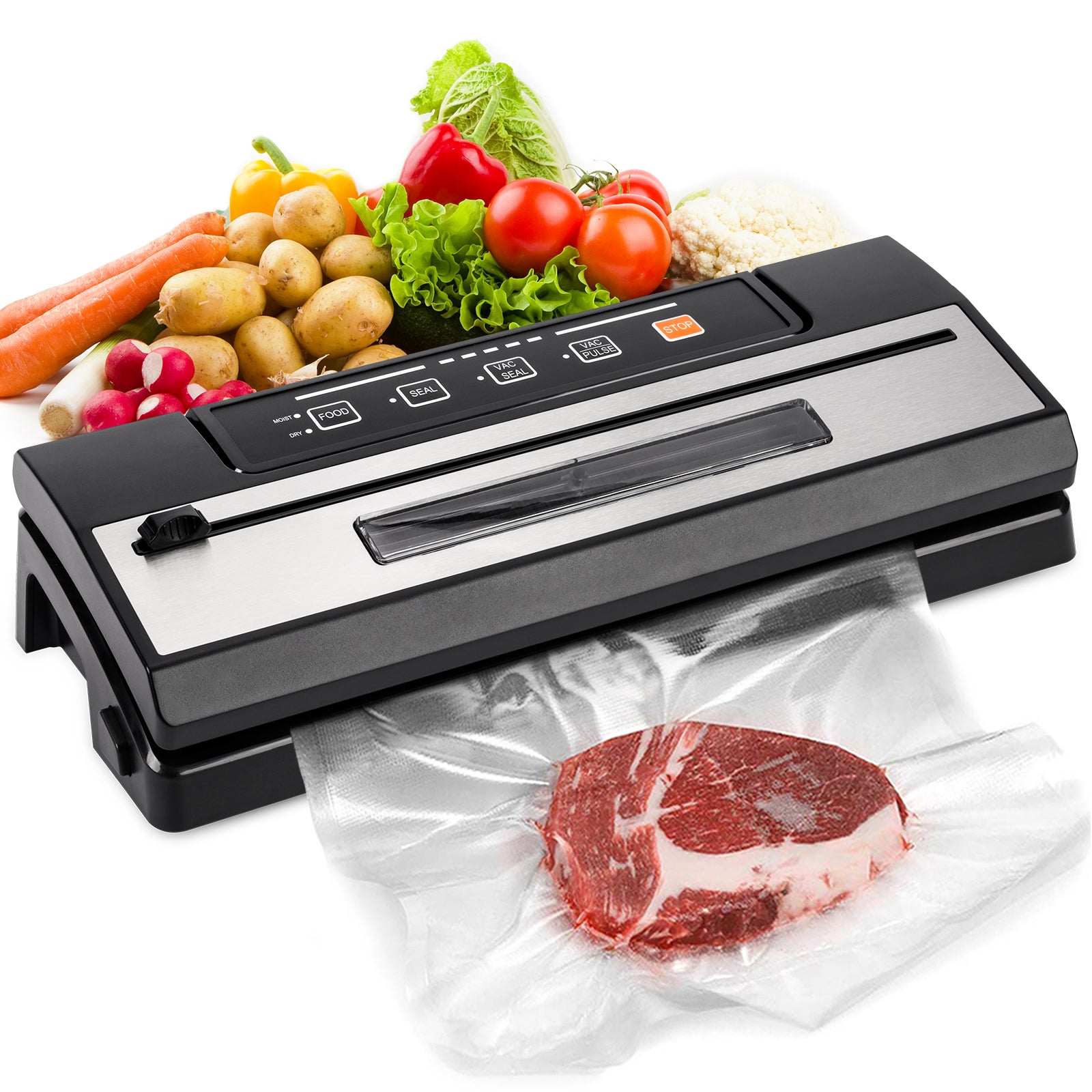 Vacuum Sealer with Pulse Function and built-in Bag cutter, black 5 