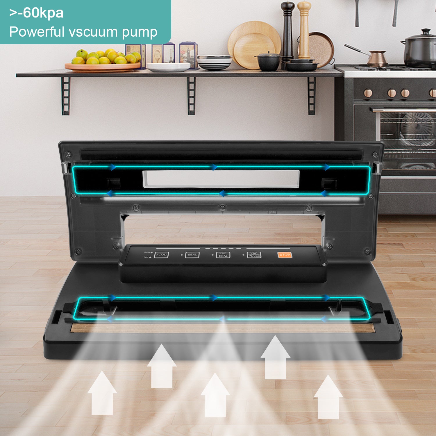 Vacuum Sealer with Pulse Function and built-in Bag cutter, black 6 