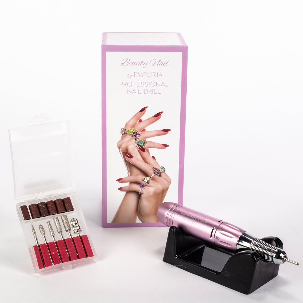 Profesionálny pilník na nechty Emporia Beauty Nail s vymeniteľnými hlavicami – ružový 1 