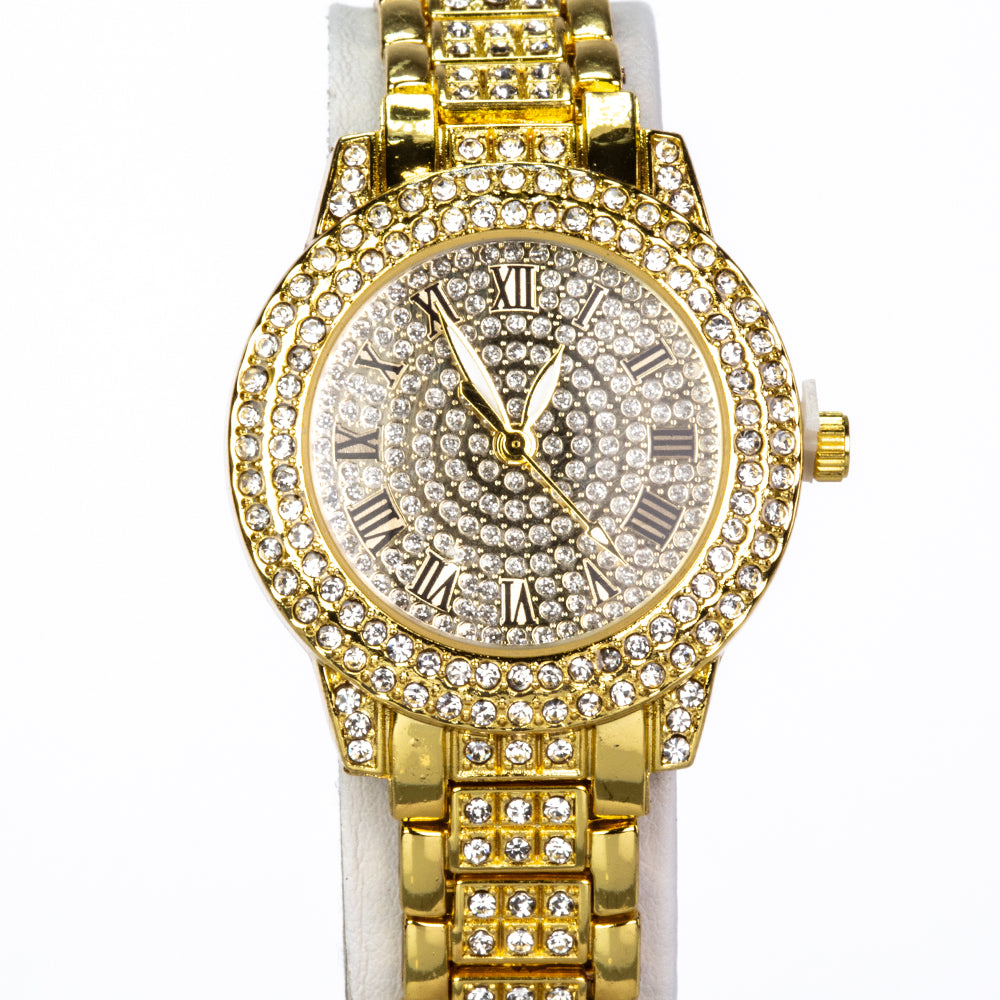 Pozlátený Zliatinový Hodinky s Bielym Emporia® Krištáľom ( Náhrdelník+Náušnice+Náramok+Prívesok ) 5 