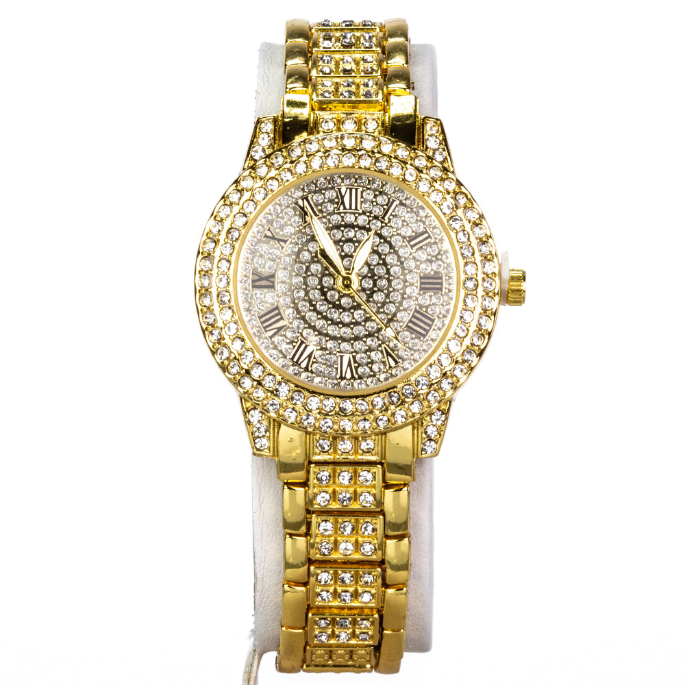 Pozlátený Zliatinový Hodinky s Bielym Emporia® Krištáľom ( Náhrdelník+Náušnice+Náramok+Prívesok ) 7 