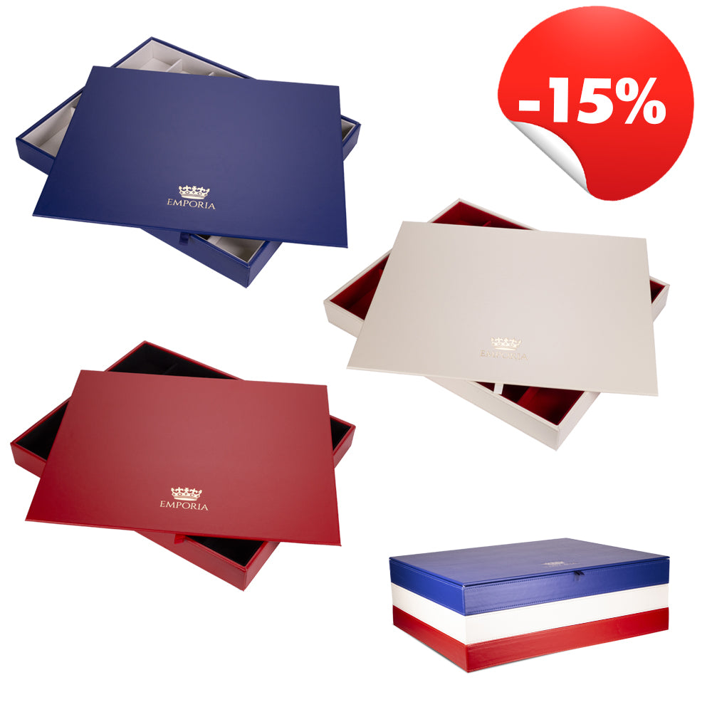 3 kusy Emporia Stohovateľná Šperkovnica s vekom, Béžová, Kráľovská modrá, Červená, 15% zľava