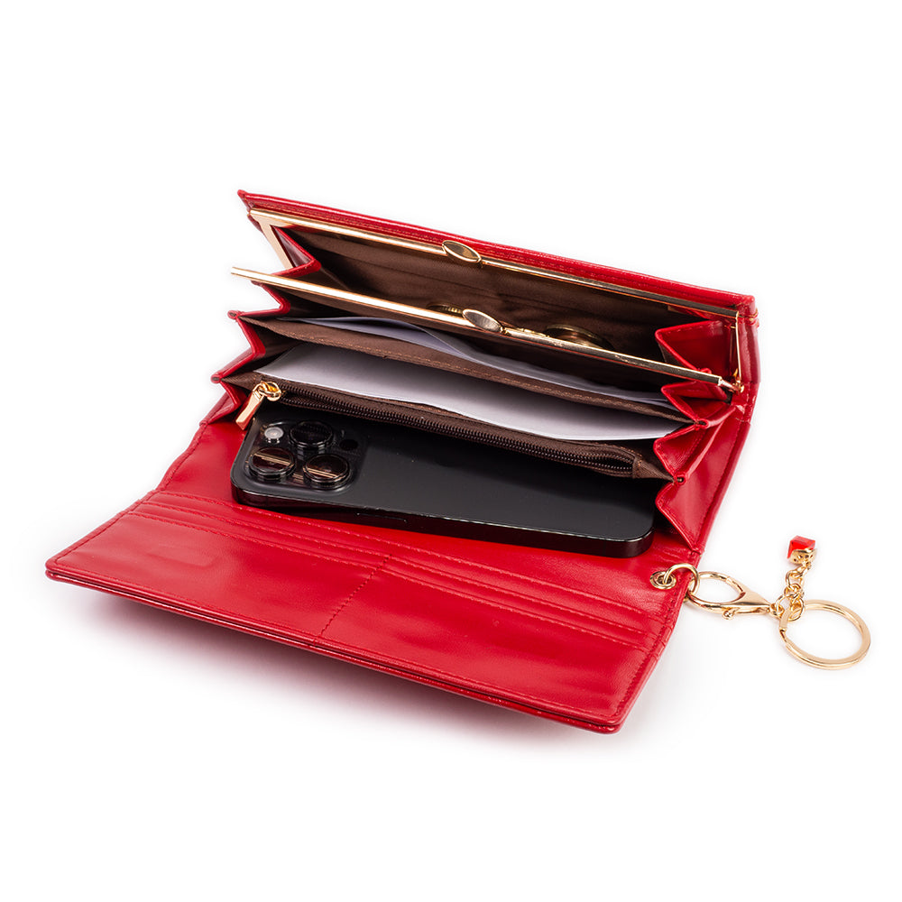 Dámska peňaženka s kľúčenkou, ktorá chráni súkromie, farba: červená a čierna 6 