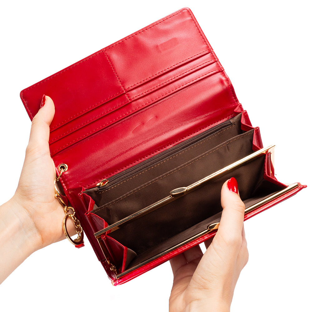 Dámska peňaženka s kľúčenkou, ktorá chráni súkromie, farba: červená a čierna 9 