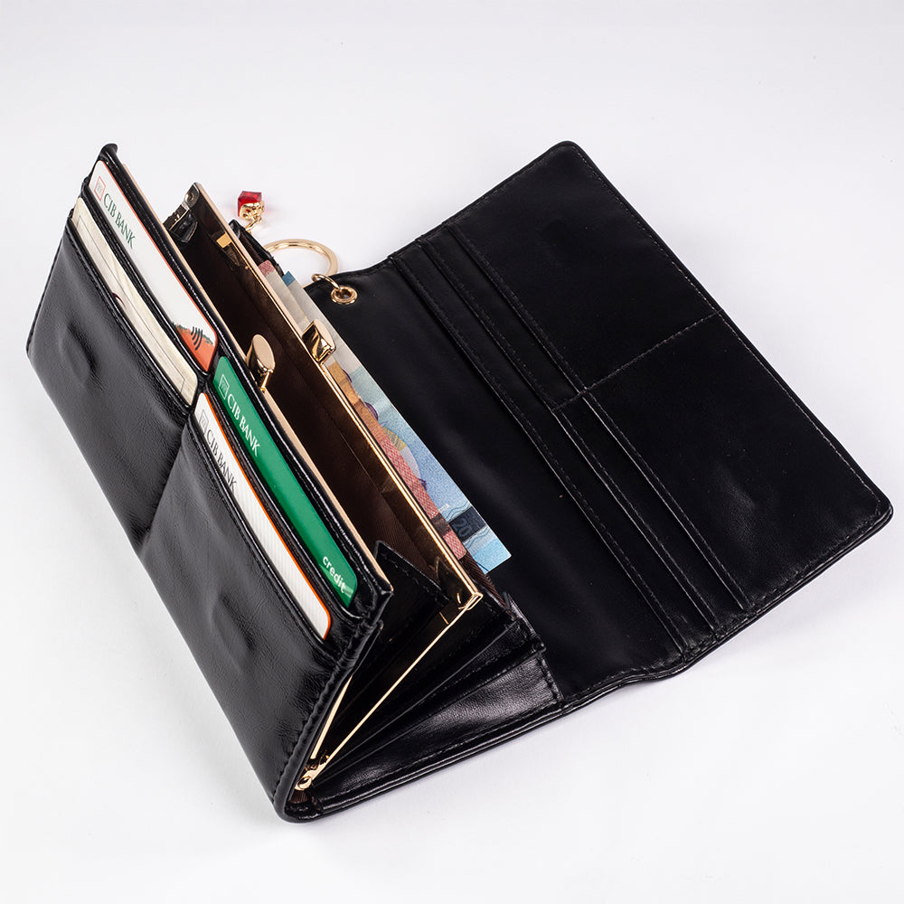 Dámska peňaženka s kľúčenkou, ktorá chráni súkromie, farba: červená a čierna 13 