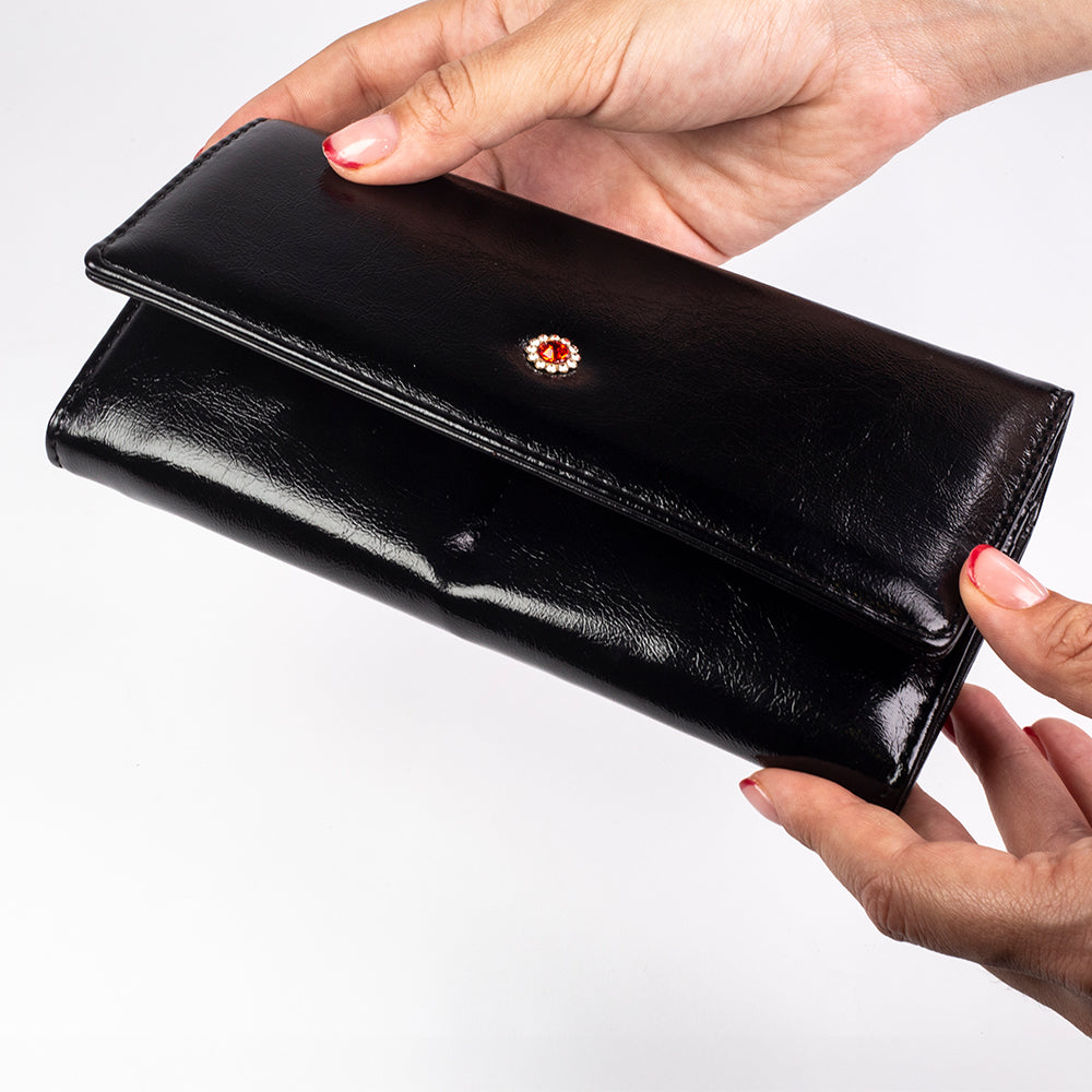 Dámska peňaženka s kľúčenkou, ktorá chráni súkromie, farba: červená a čierna 17 