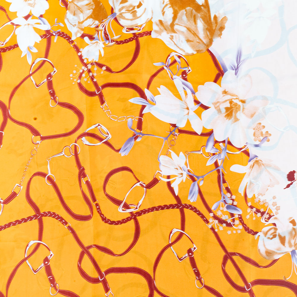 Kvetinové objatie, šatka, 85 x 180 cm, Oranžová, 100% vegánske hodvábie 3 