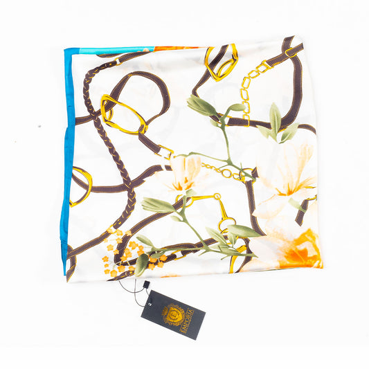 Kvetinové objatie, šatka, 85 x 180 cm, Svetlomodrá, 100% vegánske hodvábie