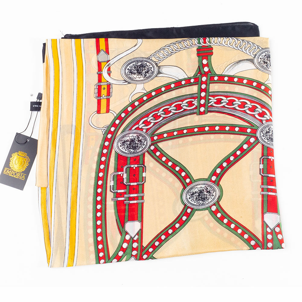 Luxusná krajina reťazí, šatka, 85 x 180 cm, Krémová, 100% vegánske hodvábie