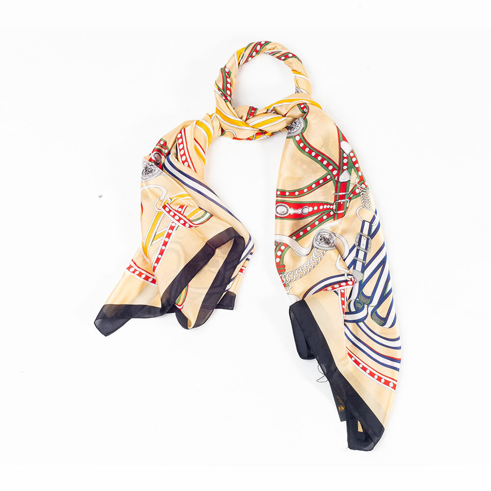 Luxusná krajina reťazí, šatka, 85 x 180 cm, Krémová, 100% vegánske hodvábie 4 