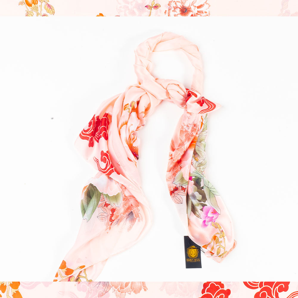 Odkaz Haitang, šatka, 85 x 180 cm, Ružová, 100% vegánske hodvábie 4 