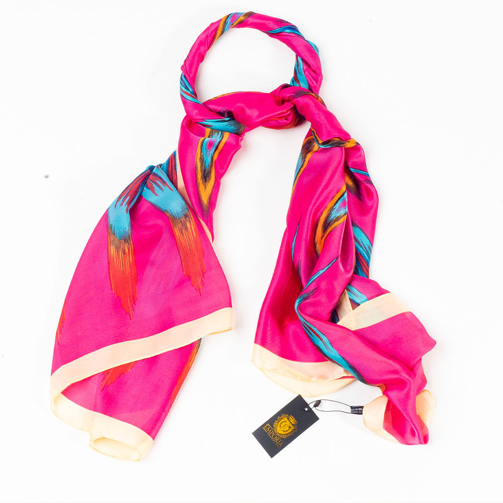 Pávia priezma, šatka, 85 x 180 cm, Ružová, 100% vegánske hodvábie 3 