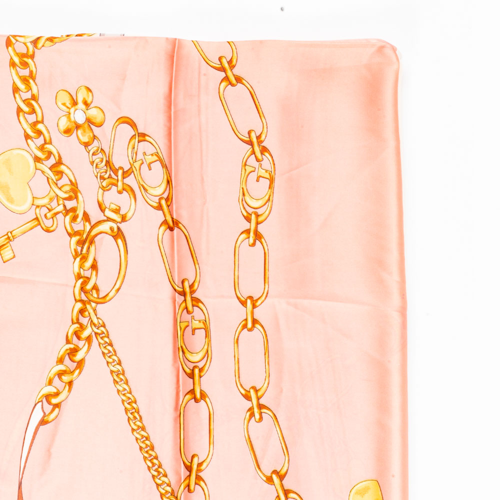 Kráľovské reťaze, šatka, 85 x 180 cm, Ružová, 100% vegánske hodvábie 2 