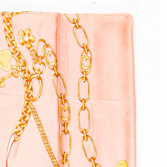 Kráľovské reťaze, šatka, 85 x 180 cm, Ružová, 100% vegánske hodvábie