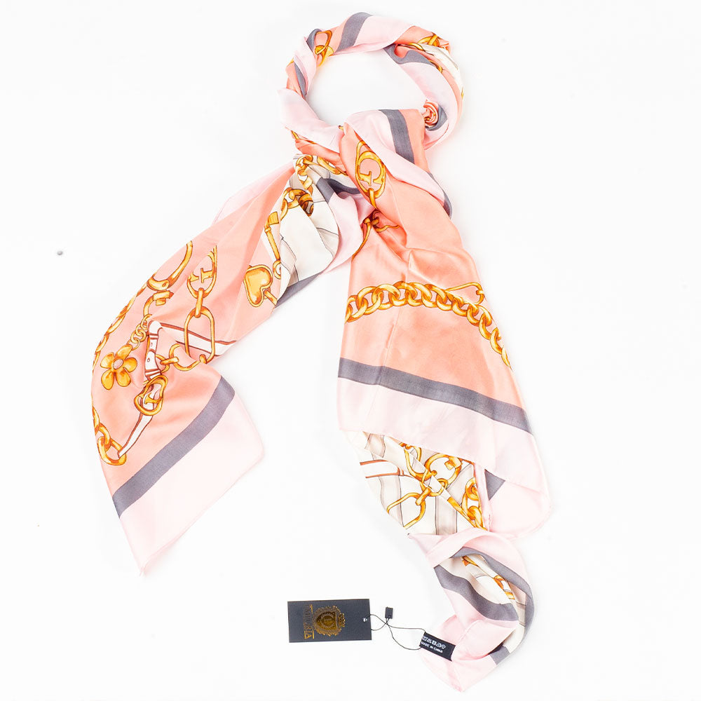 Kráľovské reťaze, šatka, 85 x 180 cm, Ružová, 100% vegánske hodvábie