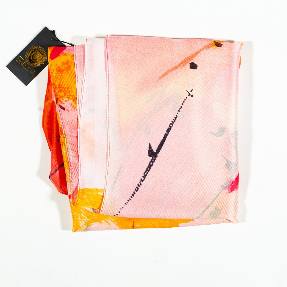 Nočný lotos, šatka, 85 x 180 cm, Oranžová, 100% vegánske hodvábie 1 