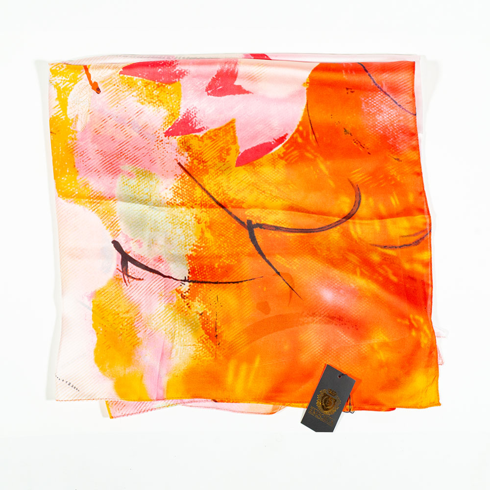 Nočný lotos, šatka, 85 x 180 cm, Oranžová, 100% vegánske hodvábie 2 