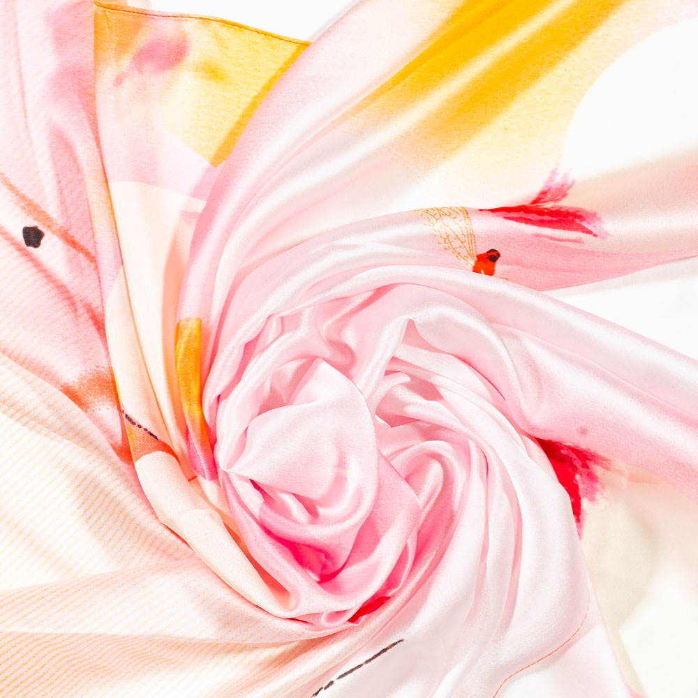 Nočný lotos, šatka, 85 x 180 cm, Oranžová, 100% vegánske hodvábie 4 