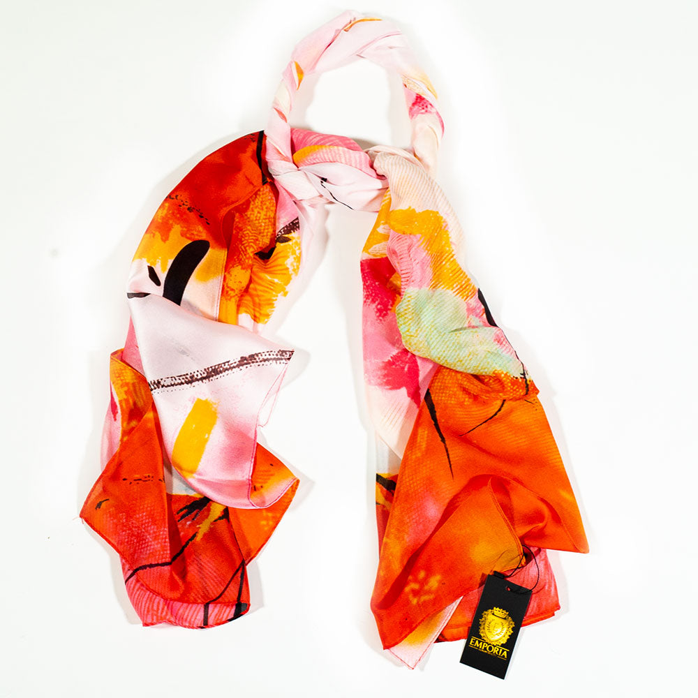 Nočný lotos, šatka, 85 x 180 cm, Oranžová, 100% vegánske hodvábie 5 