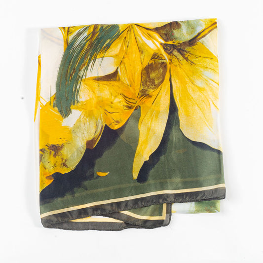 Dojem ľalií, šatka, 85 x 180 cm, Zelená, 100% vegánske hodvábie