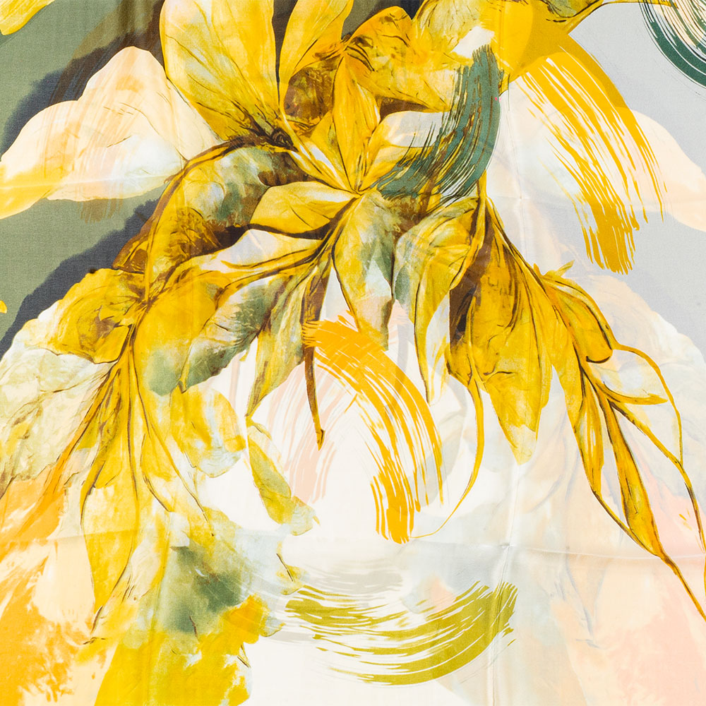 Dojem ľalií, šatka, 85 x 180 cm, Zelená, 100% vegánske hodvábie 5 