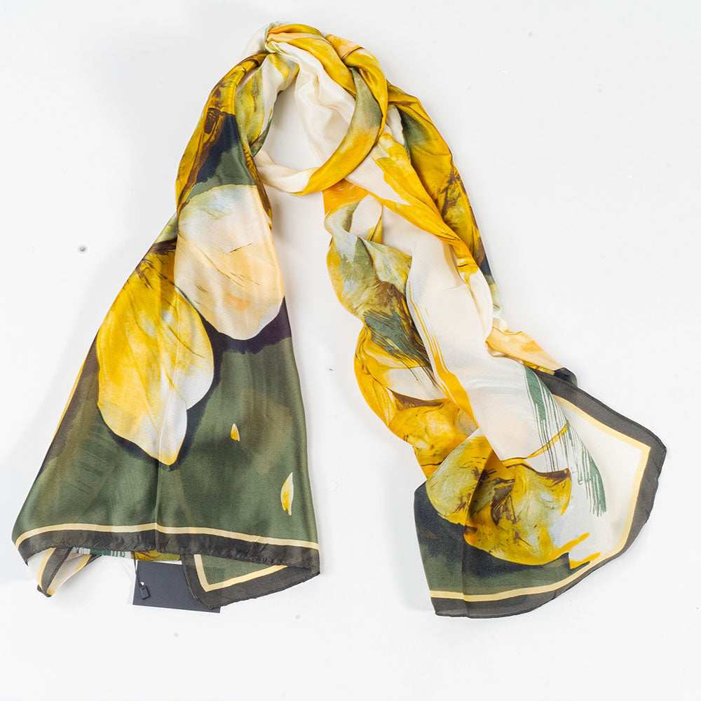 Dojem ľalií, šatka, 85 x 180 cm, Zelená, 100% vegánske hodvábie 6 