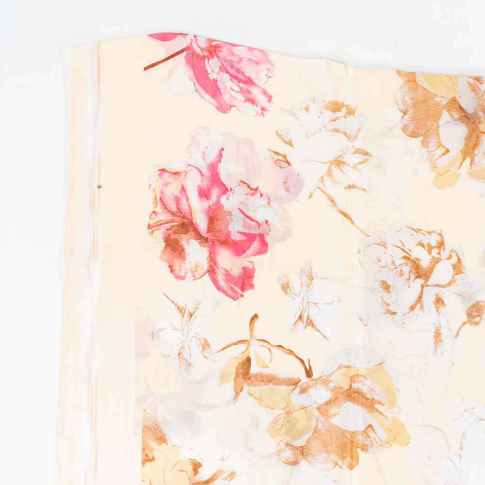 Kvety a listy, šatka, 85 x 180 cm, Biela, 100% vegánske hodvábie 4 