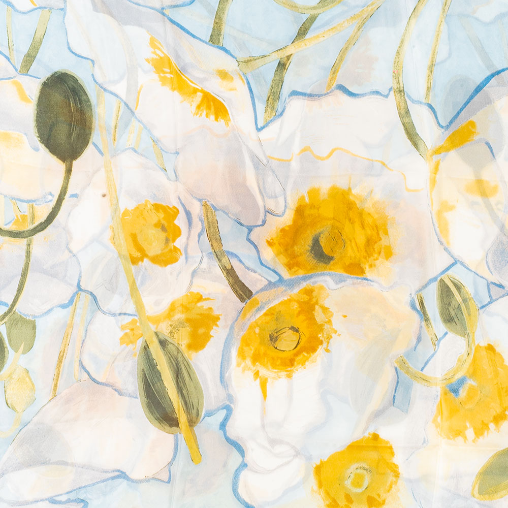 Záhrada snov, šatka, 85 x 180 cm, Svetlomodrá, 100% vegánske hodvábie 2 