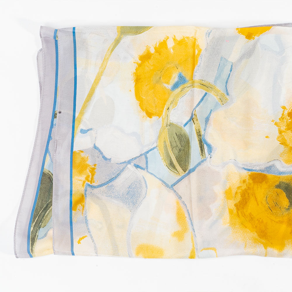 Záhrada snov, šatka, 85 x 180 cm, Svetlomodrá, 100% vegánske hodvábie 3 