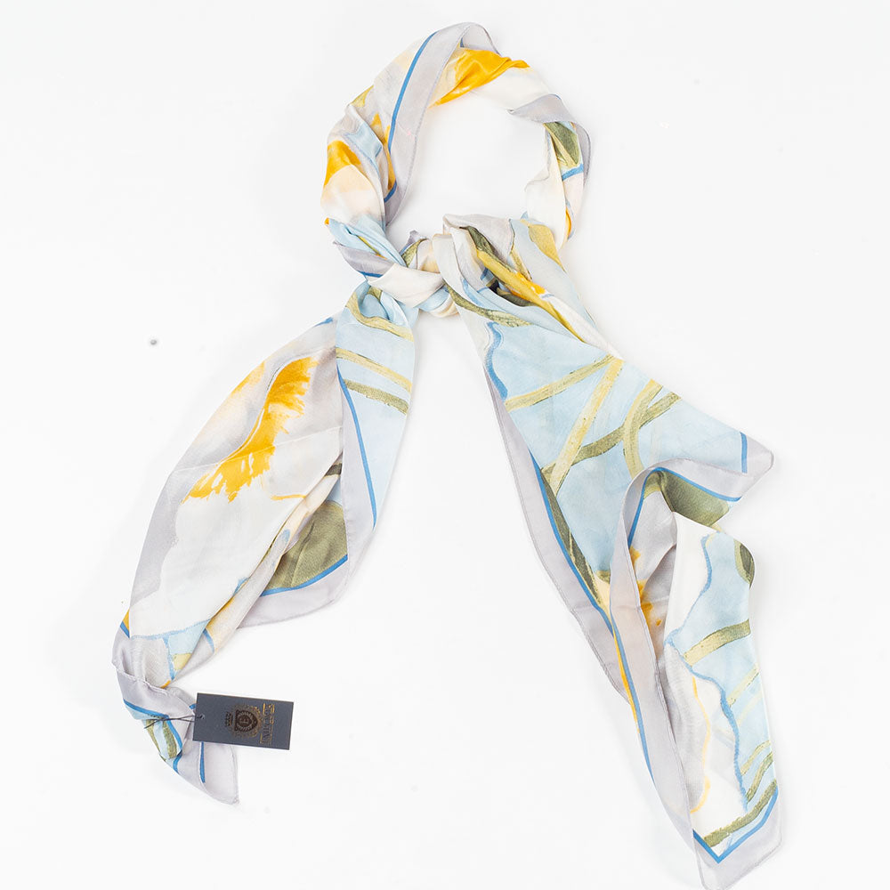 Záhrada snov, šatka, 85 x 180 cm, Svetlomodrá, 100% vegánske hodvábie 4 
