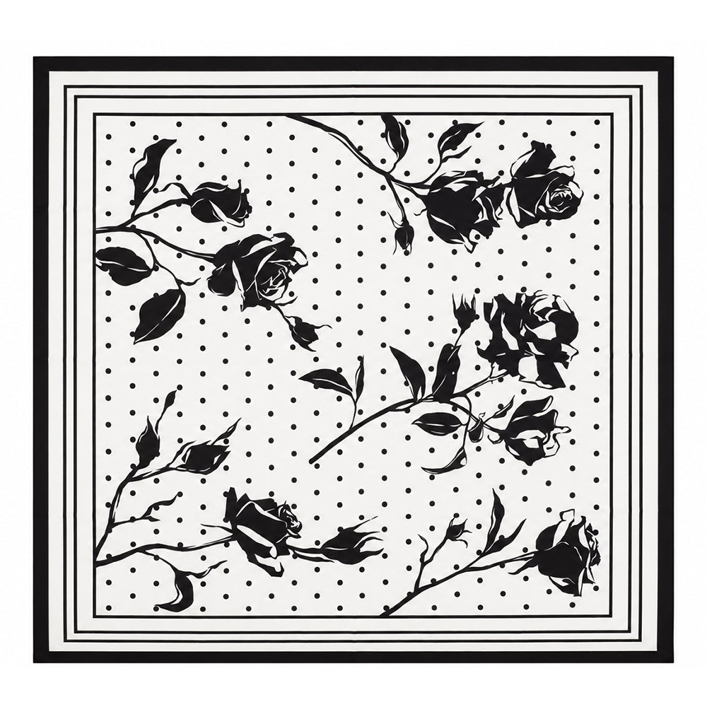 Midnight Roses Scarf, Ivory, 90 cm x 90 cm, 100% Silk 2 