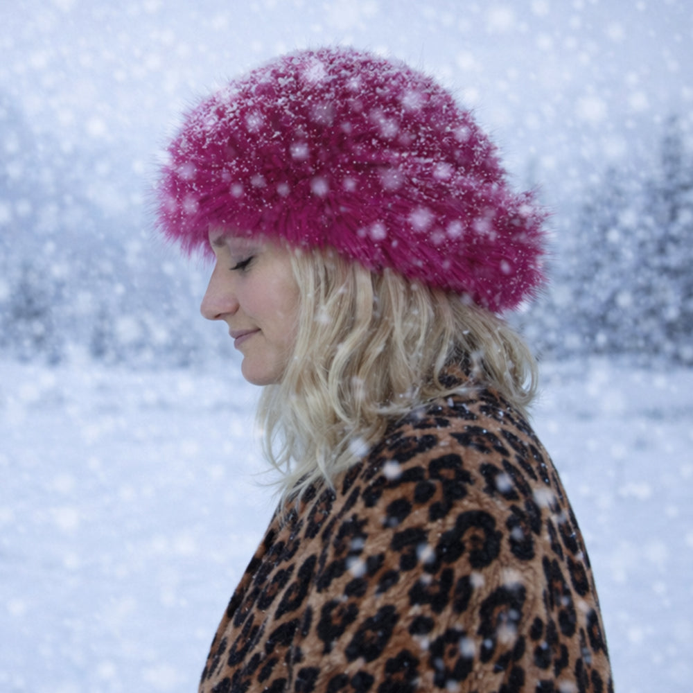 Ružová zimná čiapka z umelej kožušiny – univerzálna veľkosť 3 
