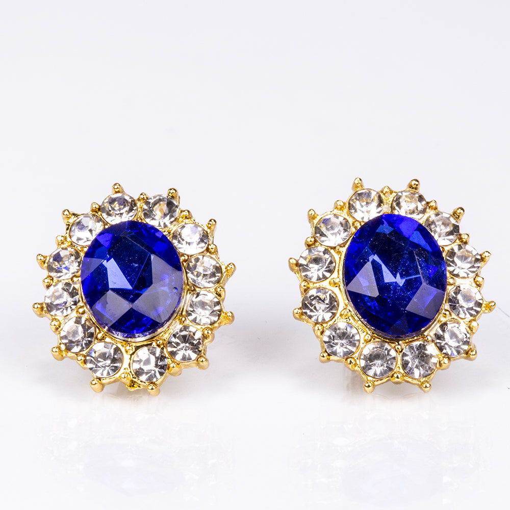 Pozlátené Zliatinové Sada s Modrým Emporia® Krištáľom a Bielym Emporia® Krištáľom ( Náhrdelník+Náušnice )