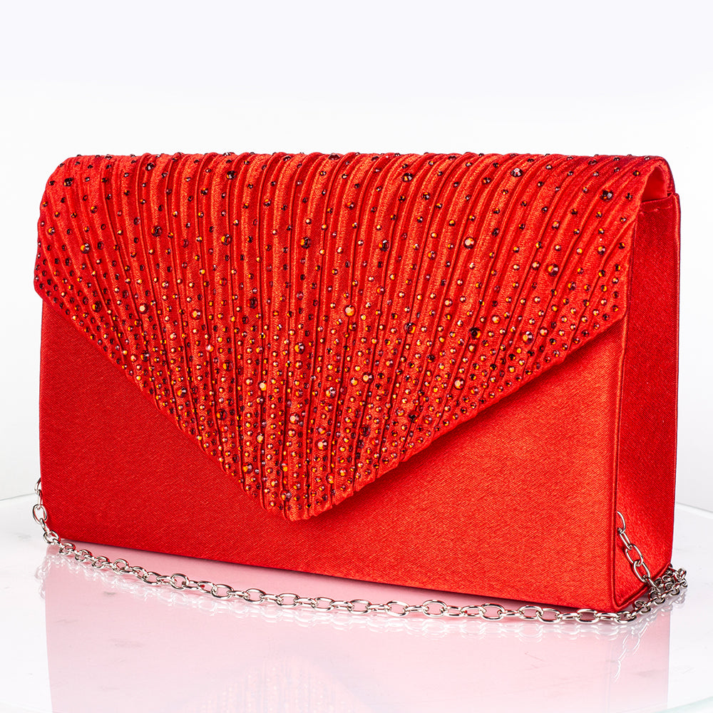 Pozlátený Zliatinový Kabelka s Červeným Emporia® Krištáľom a Bielym Emporia® Krištáľom ( Náhrdelník+Náušnice+Náramok+Prsteň ) 2 