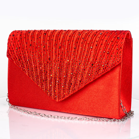 Pozlátený Zliatinový Kabelka s Červeným Emporia® Krištáľom a Bielym Emporia® Krištáľom ( Náhrdelník+Náušnice+Náramok+Prsteň )