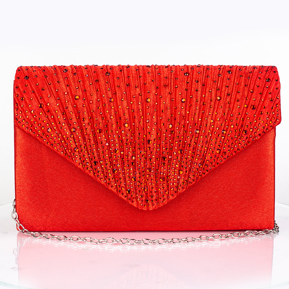 Pozlátený Zliatinový Kabelka s Červeným Emporia® Krištáľom a Bielym Emporia® Krištáľom ( Náhrdelník+Náušnice+Náramok+Prsteň )