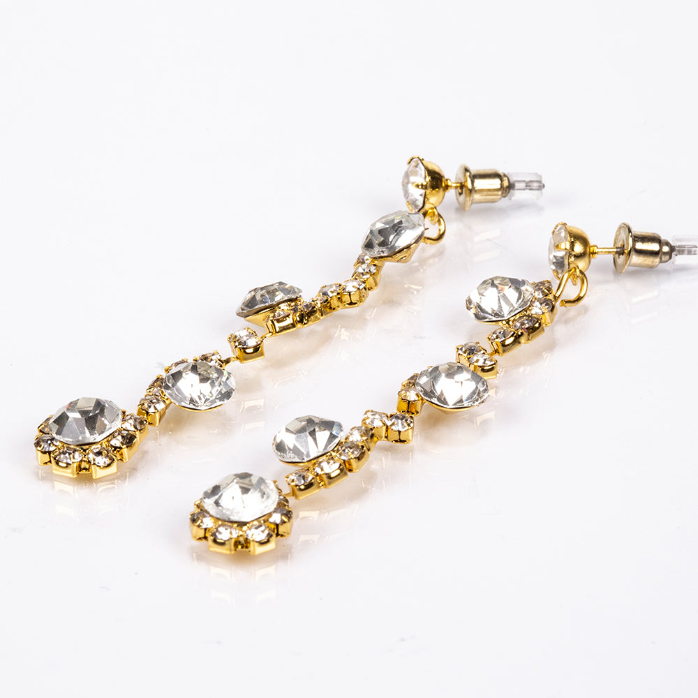 Pozlátený Zliatinový Kabelka s Bielym Emporia® Krištáľom ( Náhrdelník+Náušnice+Náramok+Prsteň ) 2 