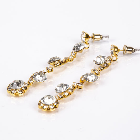 Pozlátený Zliatinový Kabelka s Bielym Emporia® Krištáľom ( Náhrdelník+Náušnice+Náramok+Prsteň )