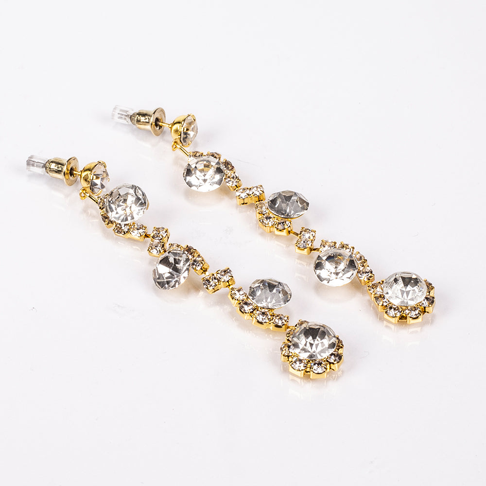 Pozlátený Zliatinový Kabelka s Bielym Emporia® Krištáľom ( Náhrdelník+Náušnice+Náramok+Prsteň ) 4 