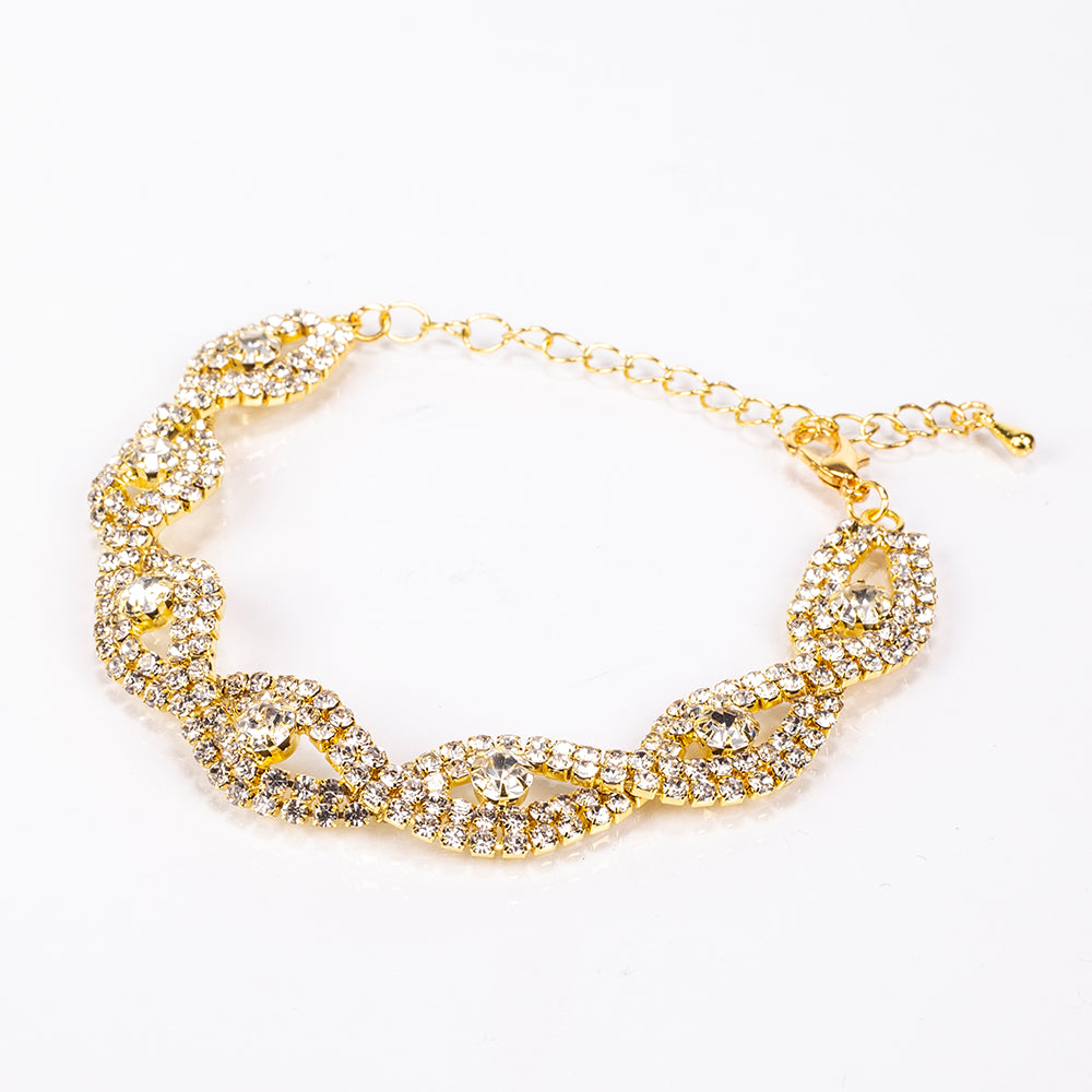 Pozlátený Zliatinový Kabelka s Bielym Emporia® Krištáľom ( Náhrdelník+Náušnice+Náramok+Prsteň )