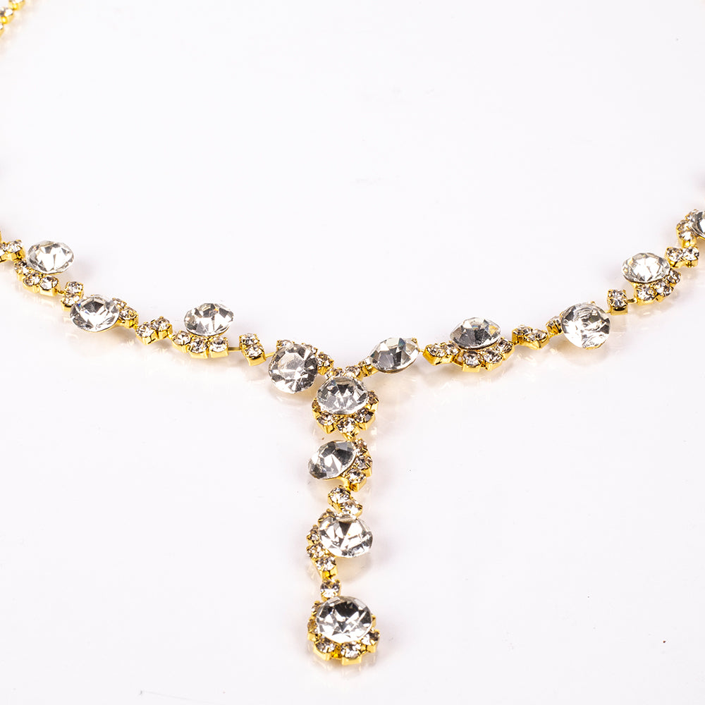 Pozlátený Zliatinový Kabelka s Bielym Emporia® Krištáľom ( Náhrdelník+Náušnice+Náramok+Prsteň ) 6 