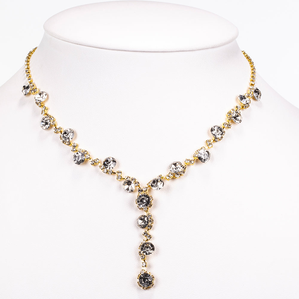 Pozlátený Zliatinový Kabelka s Bielym Emporia® Krištáľom ( Náhrdelník+Náušnice+Náramok+Prsteň )