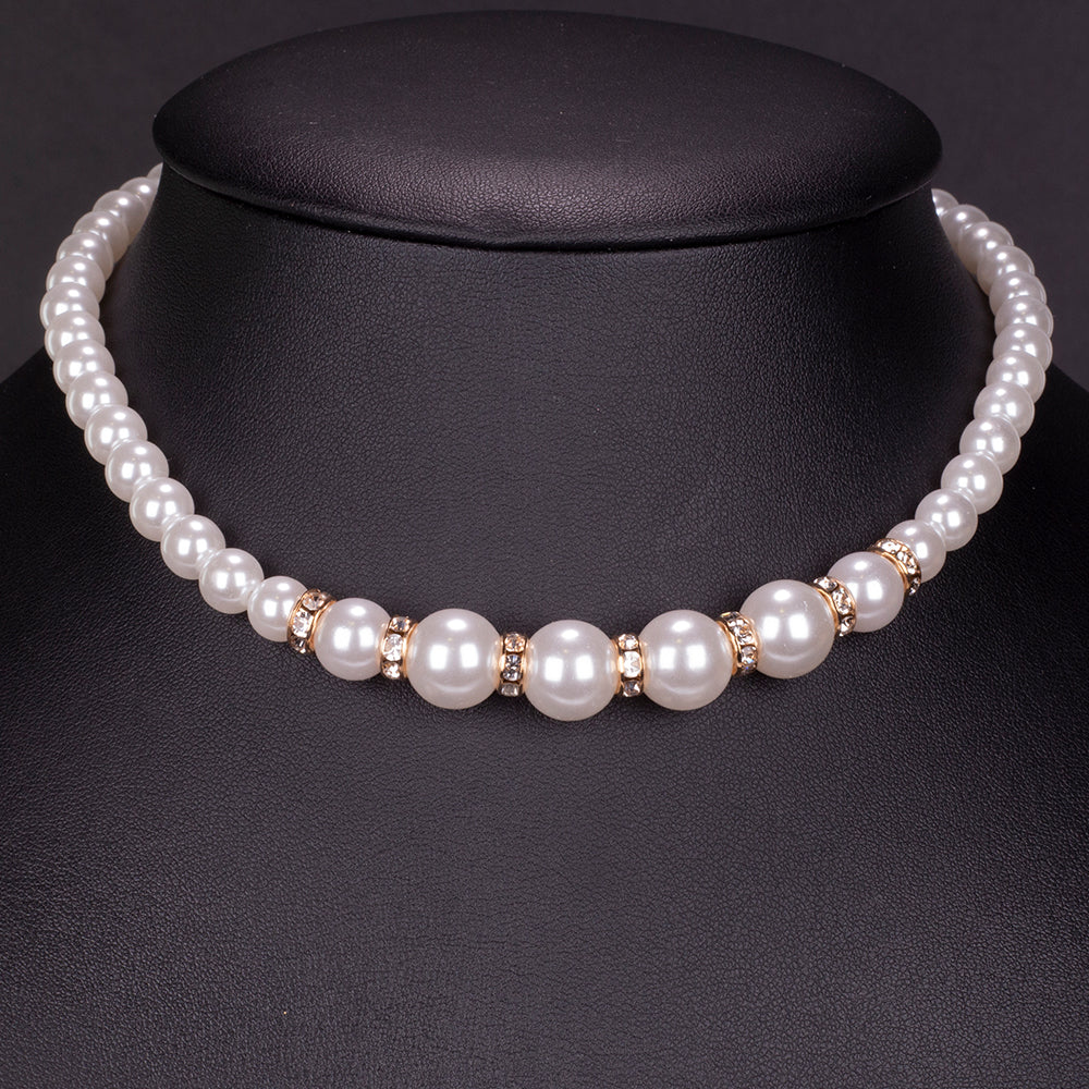 Pozlátený Zliatinový Hodinky s Bielym Emporia® Krištáľom ( Náhrdelník+Náušnice+Náramok )