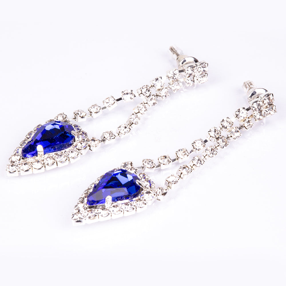 Pozlátené Zliatinové Sada s Modrým Emporia® Krištáľom a Bielym Emporia® Krištáľom ( Náhrdelník+Náušnice ) 2 