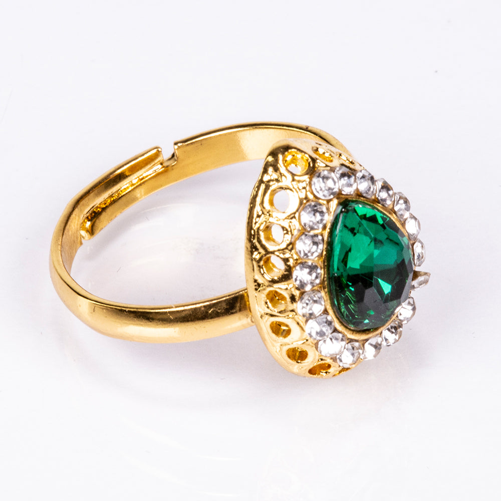 Pozlátené Zliatinové Sada s so Zeleným Emporia® Krištáľom a Bielym Emporia® Krištáľom ( Náhrdelník+Náušnice+Náramok+Prsteň +Prívesok ) 6 