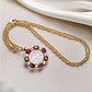 Pozlátený Zliatinový Náhrdelník s Rubínom a Bielym Emporia® Krištáľom