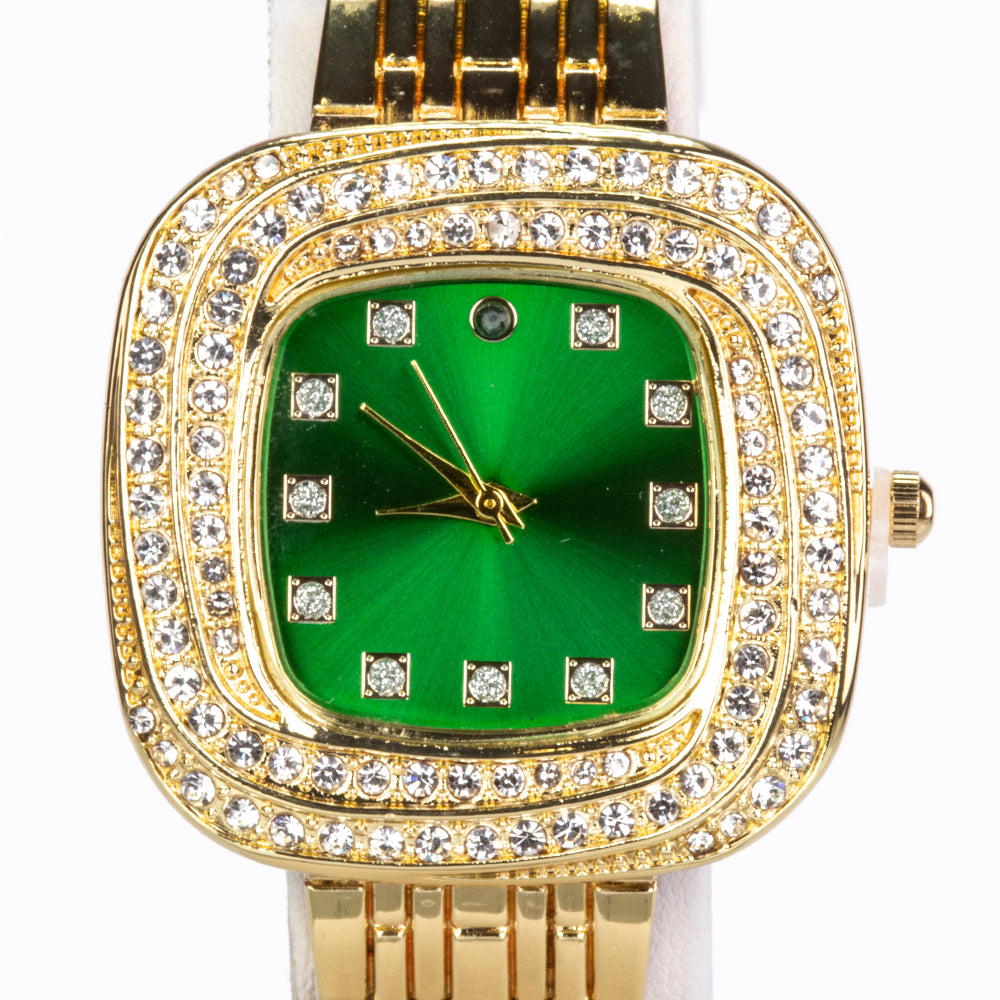 Pozlátený Zliatinový Hodinky s so Smaragdom a Bielym Emporia® Krištáľom ( Náramok ) 4 