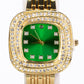 Pozlátený Zliatinový Hodinky s so Smaragdom a Bielym Emporia® Krištáľom ( Náramok )