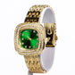 Pozlátený Zliatinový Hodinky s so Smaragdom a Bielym Emporia® Krištáľom ( Náramok )