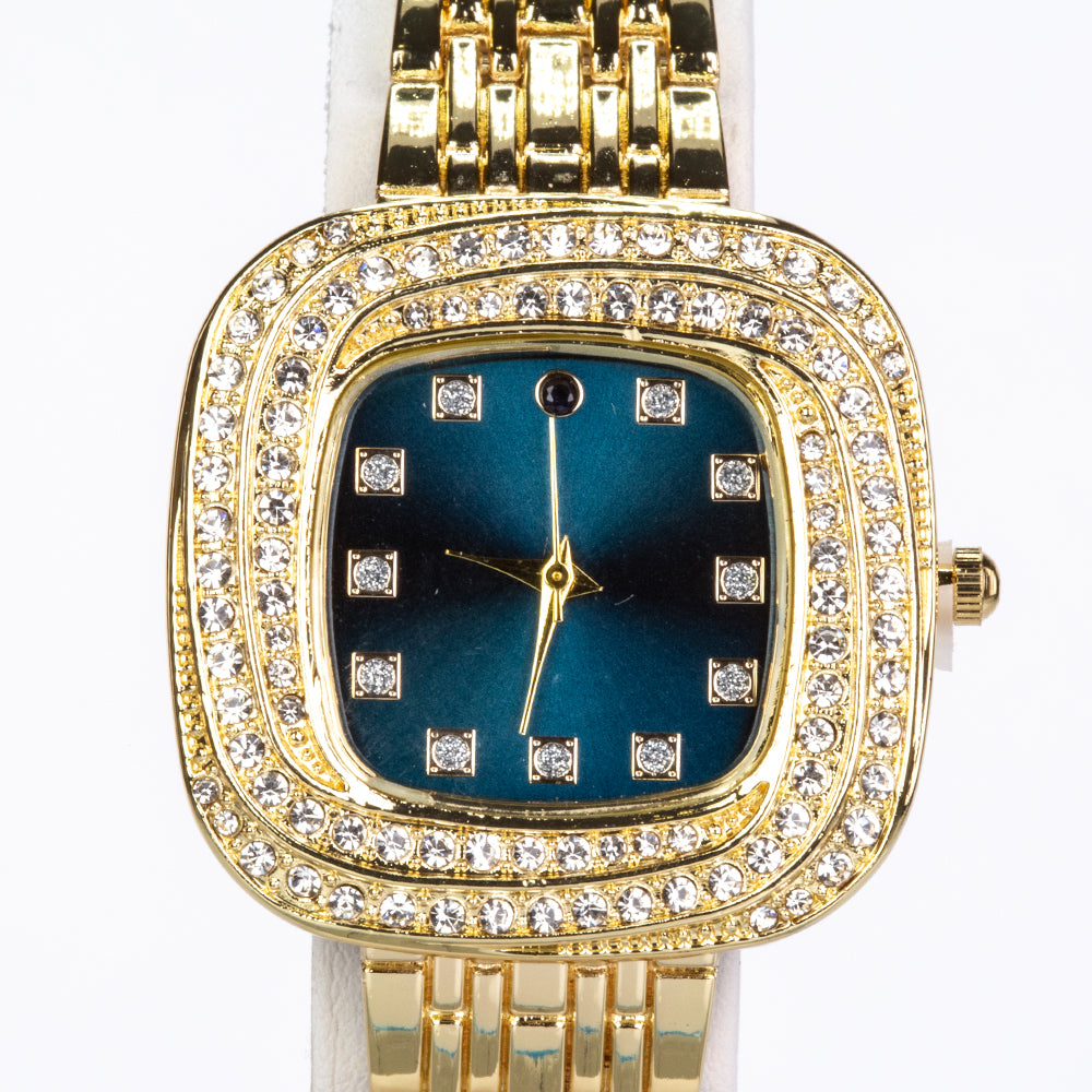 Pozlátený Zliatinový Hodinky s so Zafírom a Bielym Emporia® Krištáľom ( Náramok )